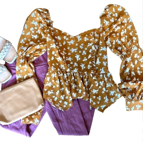 70. Floral cropped top blouse - Picture 1 of 11
